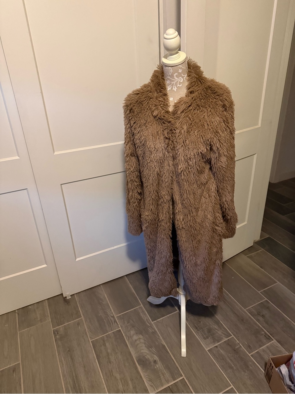 Angie Plush Faux Fur Trench Coat - Tan